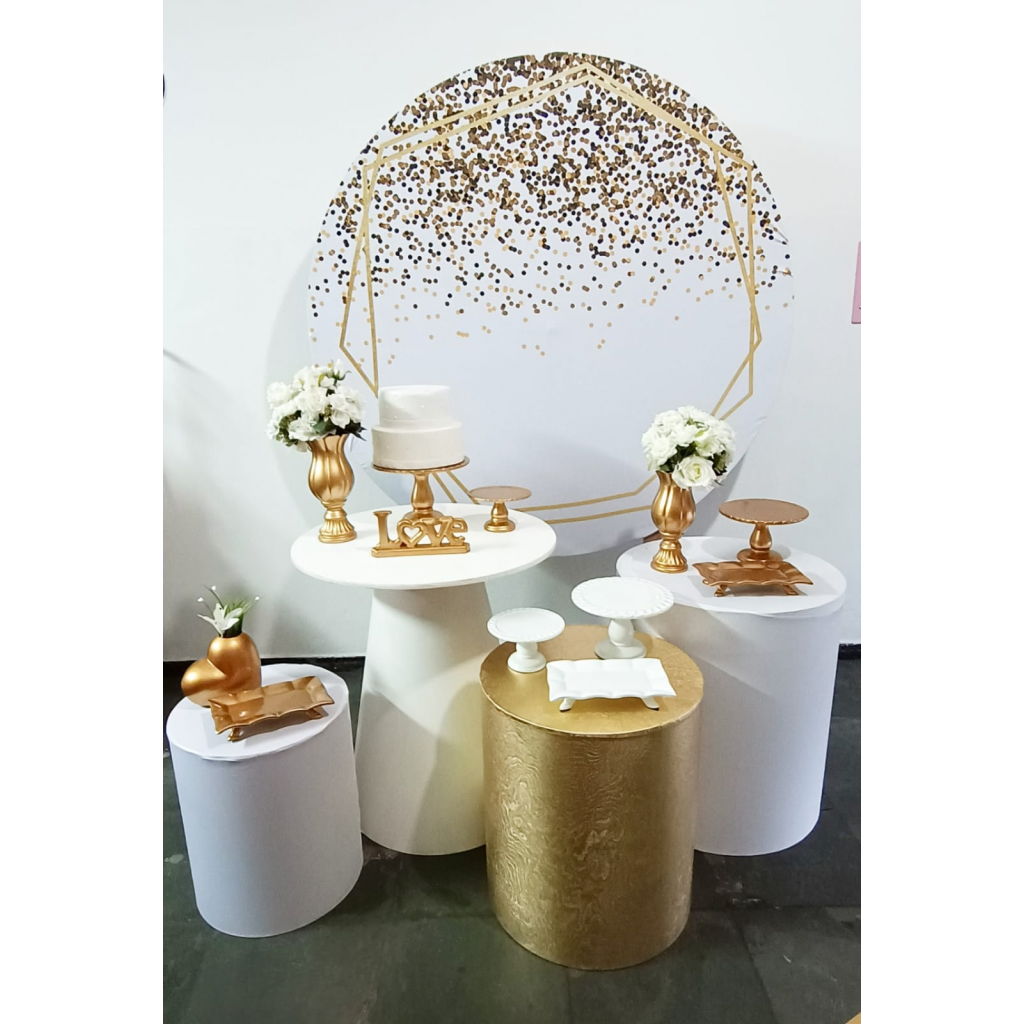 Decoração - Casamento - Branco e Dourado - Glitter dourado