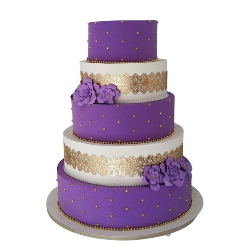 BOLO LILAS COM DOURADO (A5)