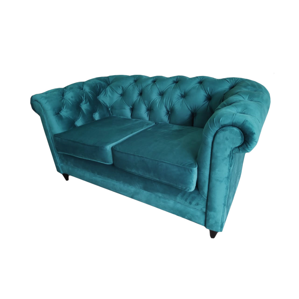 SOFÁ CHESTERFIELD AZUL 2 LUGARES