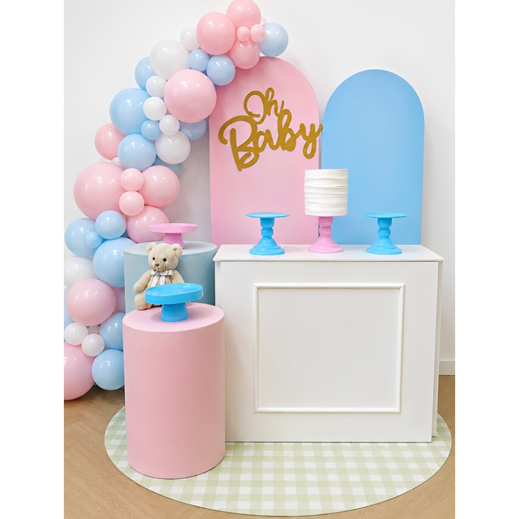 Decoração de chá revelação em rosa e azul